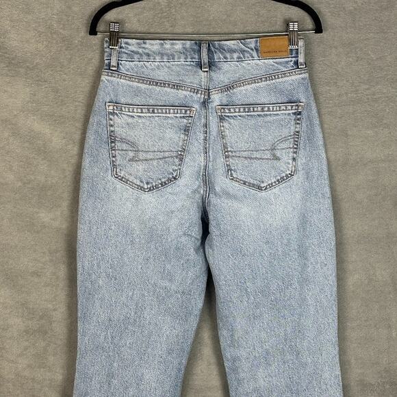 American Eagle Jeans Women 4 Blue Curvy 90s Bootcut Stretch Split Hem Light Wash - Picture 4 of 13